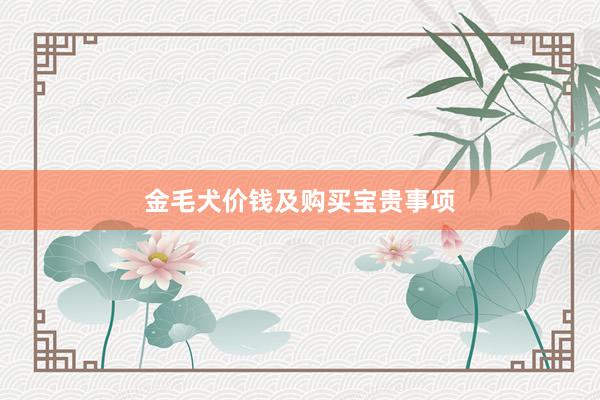 金毛犬价钱及购买宝贵事项
